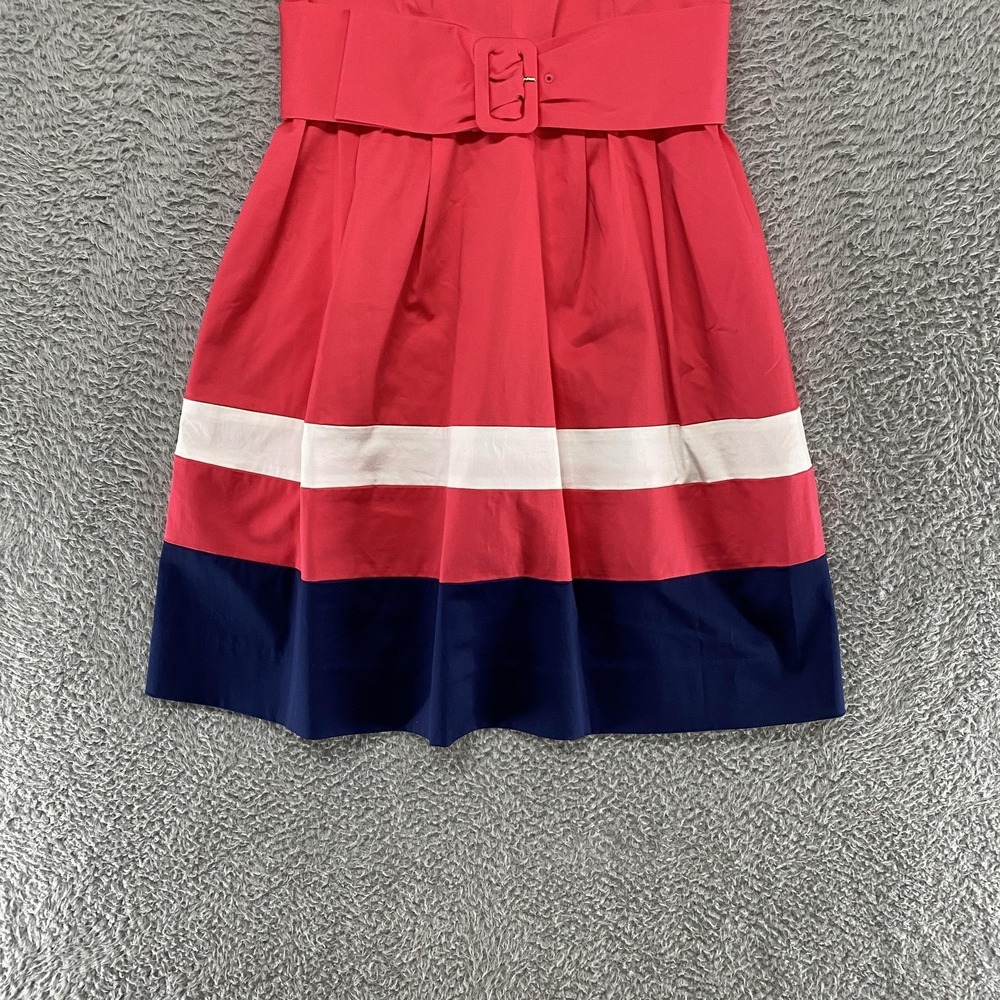 kate spade Sleeveless Colorblock Fit-and-Flare Dress in Coral, White & Navy - Picture 2 of 12